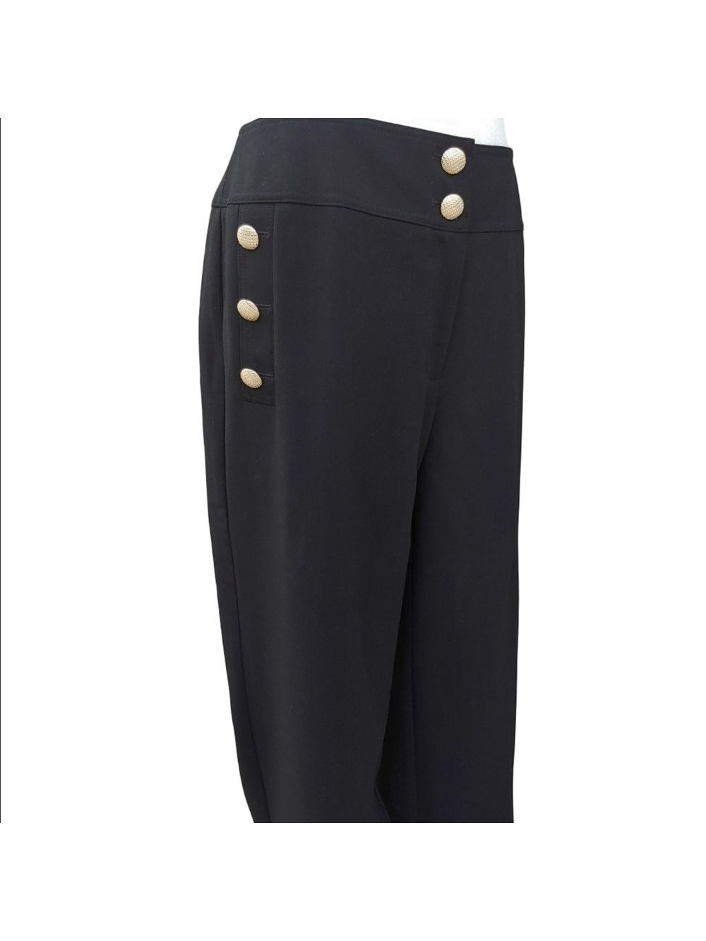Chico's Nautical Black Dress Cropped Pants with Button Detail size 2.5 (14) NWT - Picture 3 of 17